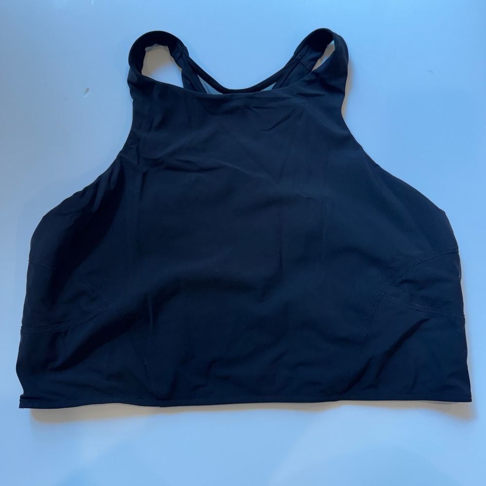 Lululemon Black High Neck Racerback Sports Bra with Pockets Size 12